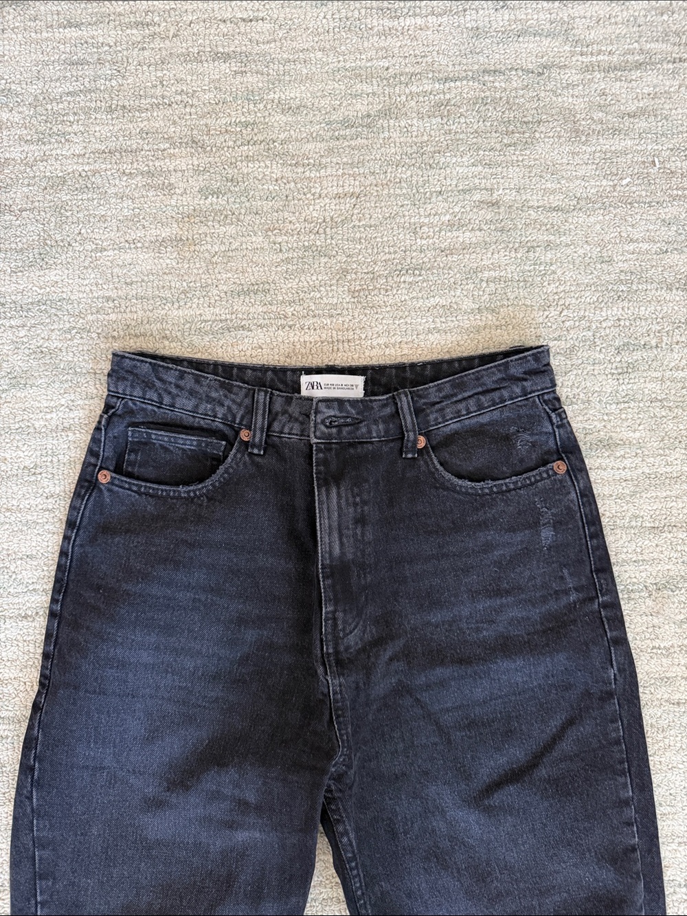 ZARA Washed Charcoal Black High-Rise Jeans, Ankle Length - Picture 3 of 7